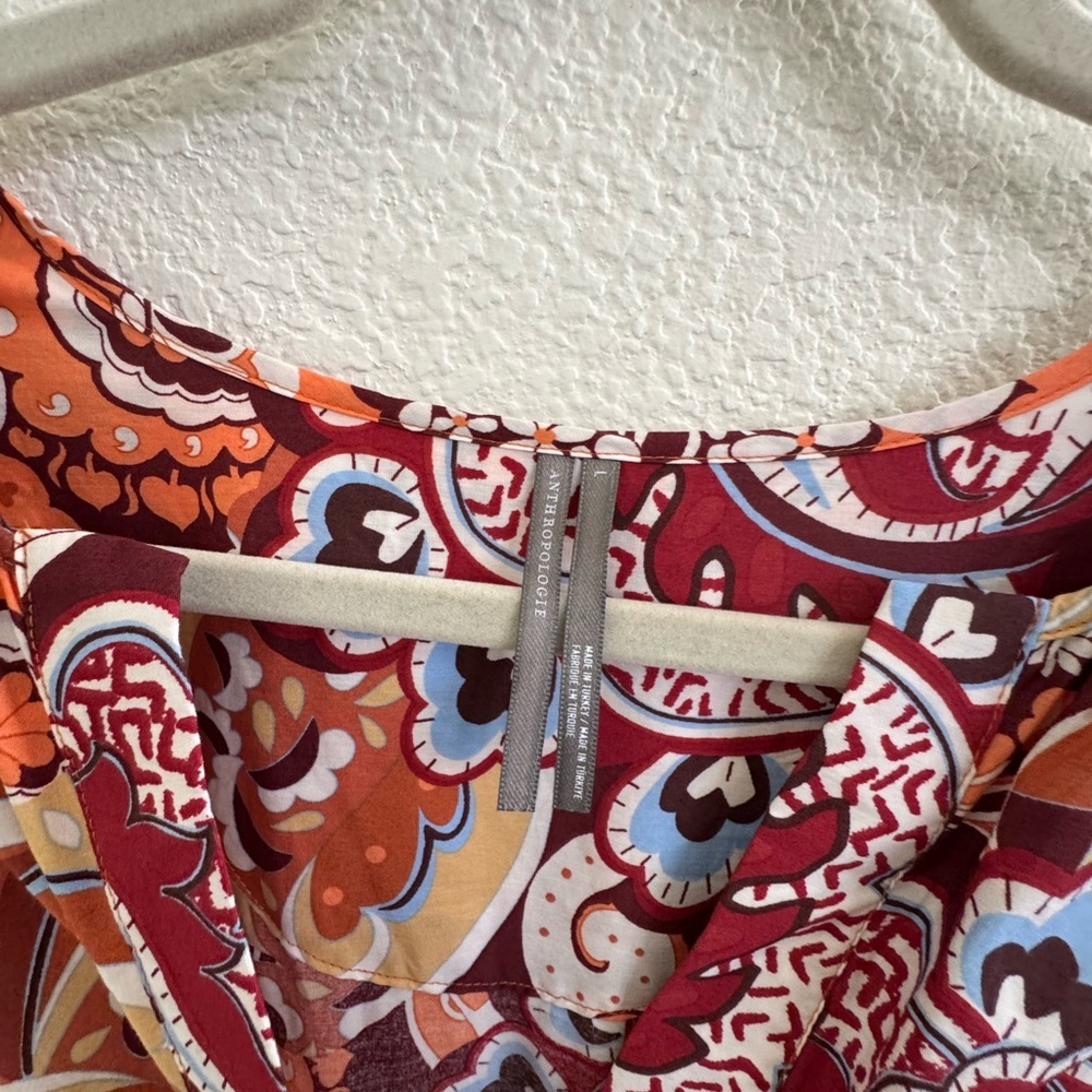 ANTHROPOLOGIE cotton, short sleeve mid length dress size large - Picture 9 of 12